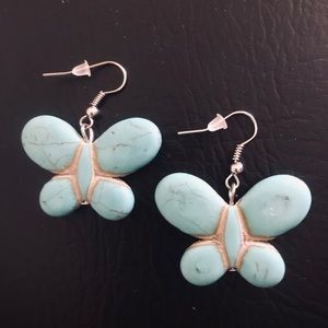 💗 Butterfly Turquoise Silver Earrings NEW
